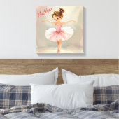 Little Girl Ballerina in Pink Tutu Personalized キャンバスプリント (インサイチュ (寝室))