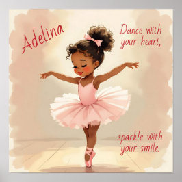 Little Girl Ballerina in Pink Tutu Personalized ポスター