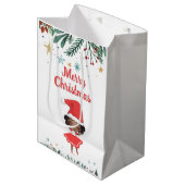 Little Girl Christmas Santa Hat Ballerina ミディアムペーパーバッグ (正面アングル)