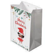 Little Girl Christmas Santa Hat Ballerina ミディアムペーパーバッグ (裏面アングル)