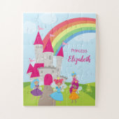 Little Girl Fairy Princess with Rainbow and Castle ジグソーパズル (縦)