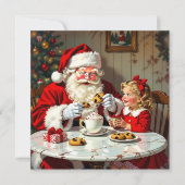 Little Girl Giving Santa a Gift Christmas シーズンカード (正面)