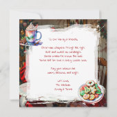 Little Girl Giving Santa a Gift Christmas シーズンカード (裏面)