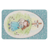 Little Girl Holding a Lamb Easter Morning マグネット (横)