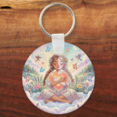 Little Girl Hugging Peaceful Heart キーホルダー (裏面)