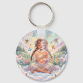 Little Girl Hugging Peaceful Heart キーホルダー (裏面)