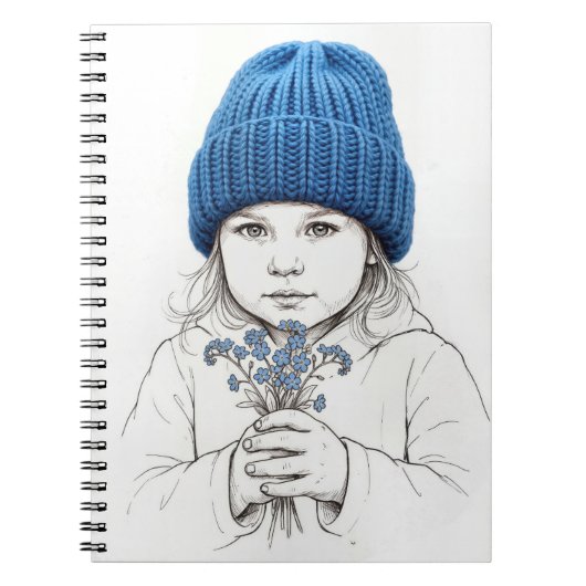 Little Girl In Blue Hat 3-Dimensional Sketch ノートブック (正面)