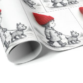 Little Girl In Red Hat Walking Her Dog ラッピングペーパー (ロールコーナー)