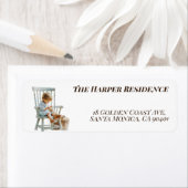 Little Girl Knitting Artistic Impasto Custom ラベル (インサイチュ)