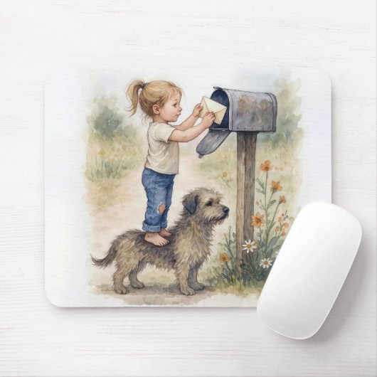 Little Girl Mailing a Letter マウスパッド (マウス)