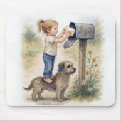 Little Girl Mailing a Letter マウスパッド (正面)