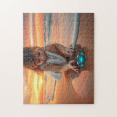 Little girl playing with a crab ジグソーパズル (縦)