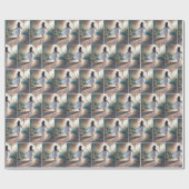 Little Girl Running On a Pink Heart Path ラッピングペーパー (フラット)