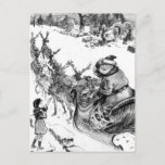 Little girl, Santa Claus reindeer Christmas 1918 シーズンポストカード<br><div class="desc">Vintage WW1 Xmas pen and ink drawing by William Allen Rogers,  1918.Santa Claus on sleigh filled with gifts waving at child as he passes a war damaged area.</div>