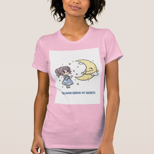 Little Girl Sharing Secrets With the Moon Tシャツ (正面)