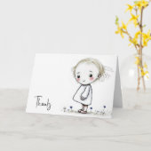 Little Girl Sketch Thank You カード (黄色い花)