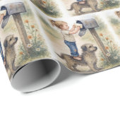 Little Girl Standing On a Dog To Mail a Letter ラッピングペーパー (ロールコーナー)