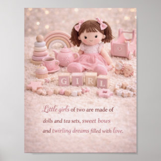  Little Girl Toy Poster – Sweet as Two Years Old  ポスター