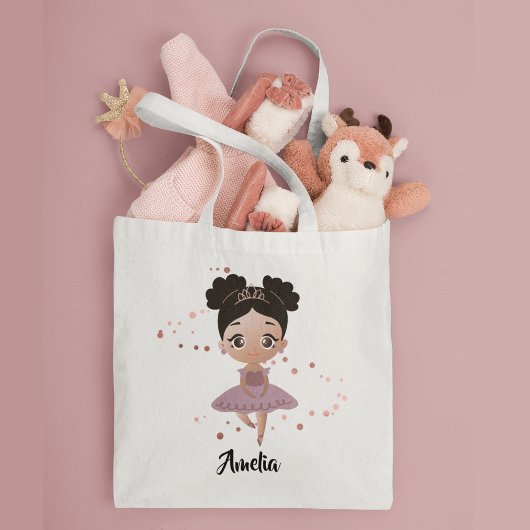 Little Girl w/Crown Dancing Ballet, Purple Dress トートバッグ