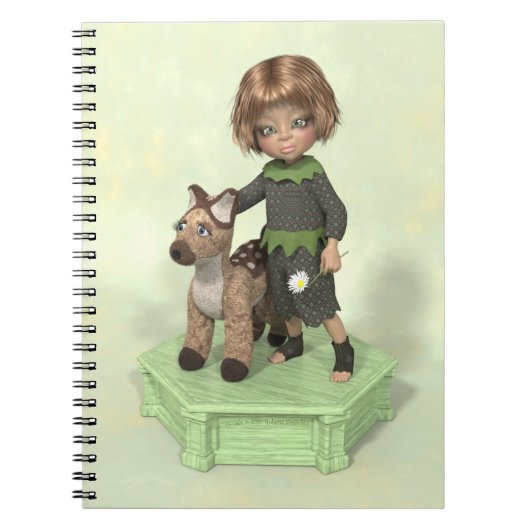 Little girl with plushtoy fawn notebook ノートブック (正面)