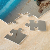 Little girls and a sea turtle building sandcastles ジグソーパズル (側面)