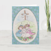 Little Girls and Little Lamb on Easter Morning カード (正面)