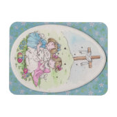 Little Girls and Little Lamb on Easter Morning マグネット (横)