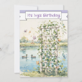 Little Girl's Birthday Party Digital Download 招待状