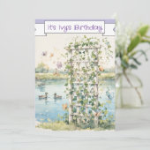 Little Girl's Birthday Party Digital Download 招待状 (スタンド正面)