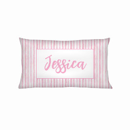 Little Girls Pink Watercolor Stripes 枕カバー