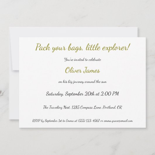 Little Globetrotter - 1st Birthday Adventure 招待状 (裏面)