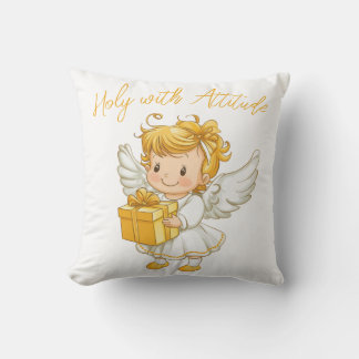 Little golden Angel with Gift  クッション