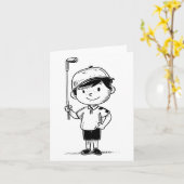 Little Golf Player Line Art For Boys  カード (黄色い花)