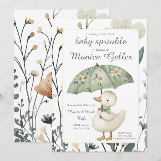 Little Goose Baby Sprinkle Invitation 招待状 (正面/裏面)