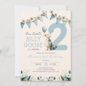 Little Goose Blue Boy 2nd Birthday 招待状 (正面)