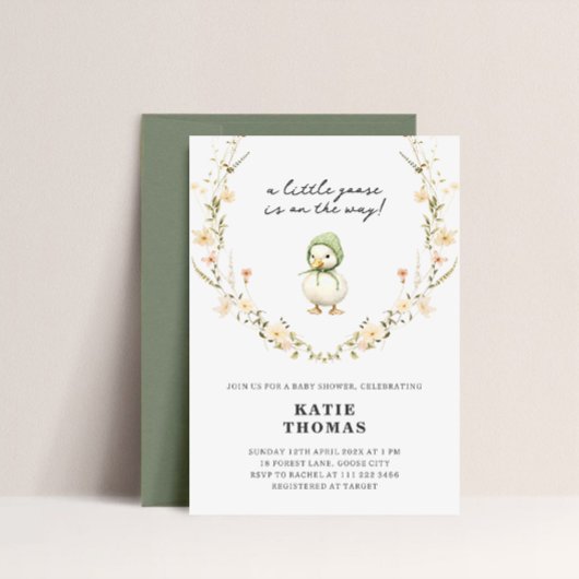 Little Goose Botanical Baby Shower 招待状