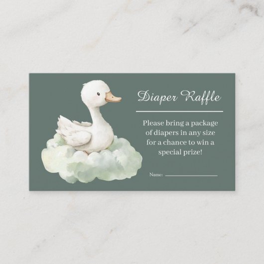 Little Goose Diaper Raffle Card Goose Baby Shower エンクロージャーカード (正面)