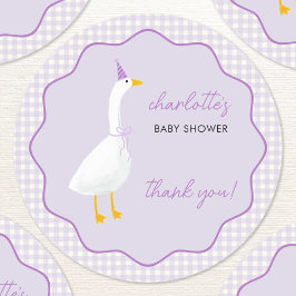 Little Goose Gingham Baby Showerありがとう ラウンドシール