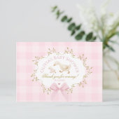 Little Goose Pink Bow Baby girl Shower サンキューカード (スタンド正面)