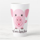 Little happy cute pink pig カフェラテマグ (正面)