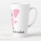 Little happy cute pink pig カフェラテマグ (右)