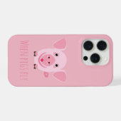 Little happy cute pink pig iPhoneケース (裏面横)