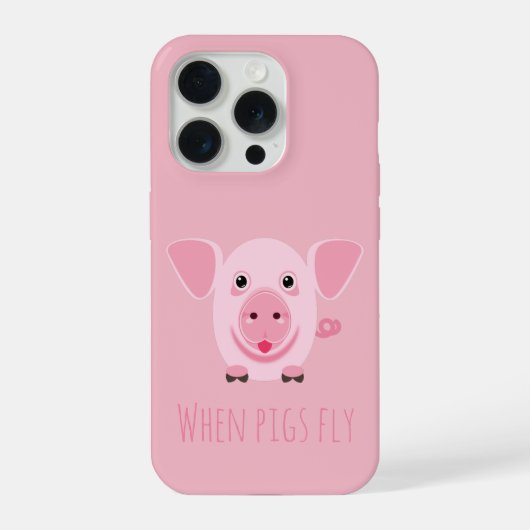 Little happy cute pink pig iPhoneケース (裏面)