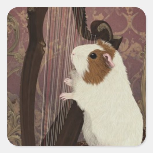 Little Harpist Guinea Pig Sticker スクエアシール (正面)