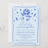 Little Heartbreaker Valentines Boy 1st Birthday 招待状 (正面)