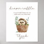 Little Hedgehog Diaper Raffle Baby Shower Game ポスター (正面)