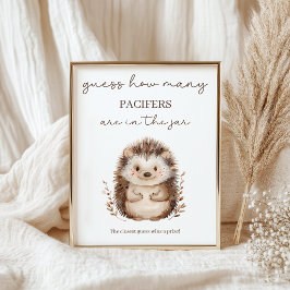 Little Hedgehog Guess How Many Baby Shower Game ポスター