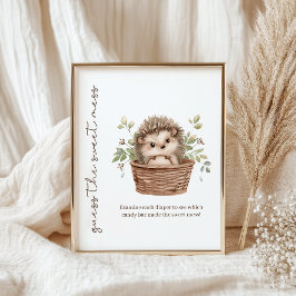 Little Hedgehog Sweet Mess Diaper Baby Shower Game ポスター