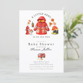 Little Hero Firefighter Baby Shower 招待状 (スタンド正面)