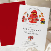 Little Hero Firefighter Baby Shower 招待状